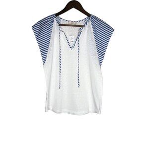 Loft Outlet NWT Blouse White and Blue Striped Top‎ Size Small